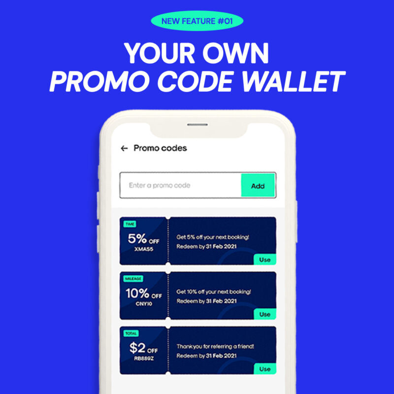 New on the GetGo app Promo code wallet and more Singapore’s 24/7 Car