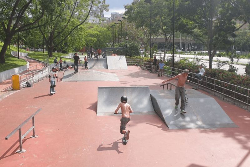 skateboarders skateboarding at Bishan Harmony Park skate park